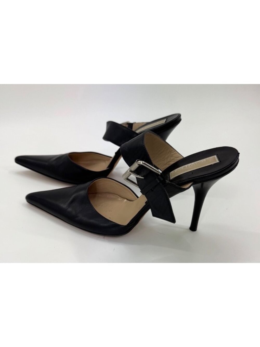 Michael Kors Black Leather Pointed-Toe Slingback Heels Size 9 Made In Italy